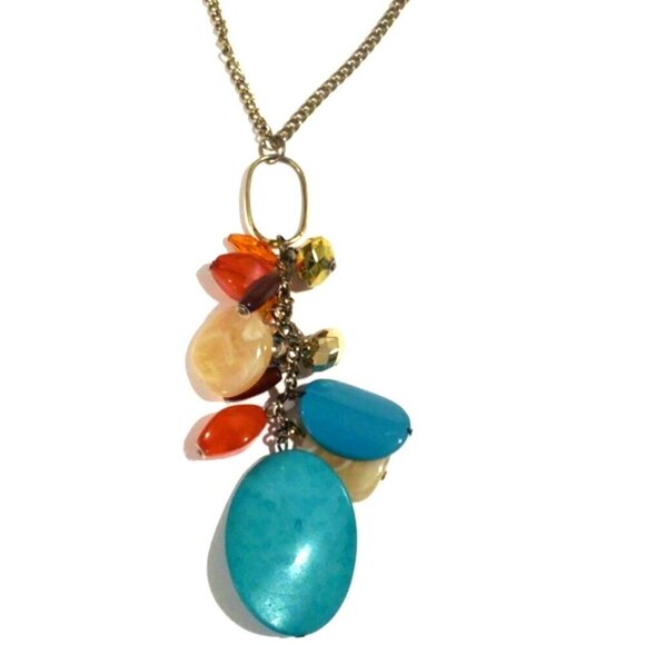 Colorful Cluster Beaded Pendant Necklace – Gold-Tone Fashion Jewelry for Women - Picture 3 of 8